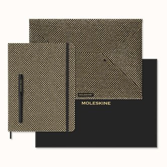 Moleskine Shine sběratelská sada zlatá - nedatovaný diář, obálka A4 a plnící pero Kaweco