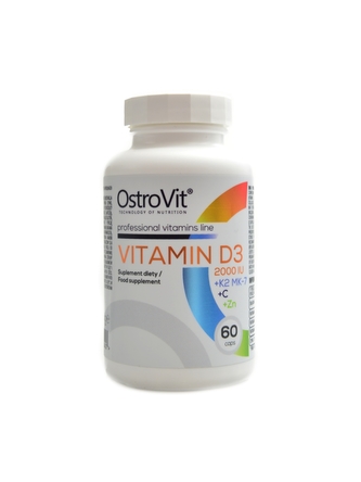 Ostrovit - Pharma Vitamin D3 2000 IU + K2  MK-7 + vit C + Zinc 60 kapslí