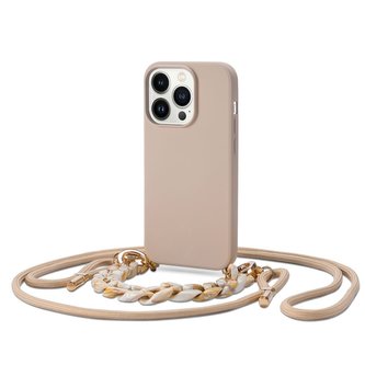 Kryt se šňůrkou pro iPhone 14 Pro - Tech-Protect, Icon Chain Beige