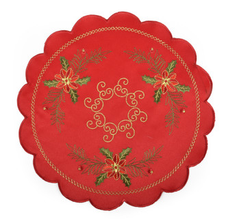 Vánoční dekorační ozdobný ubrousek MAGICAL XMAS vzor A, červená, O 30 cm