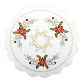 Vánoční dekorační ozdobný ubrousek MAGICAL XMAS vzor G, bílá, O 30 cm