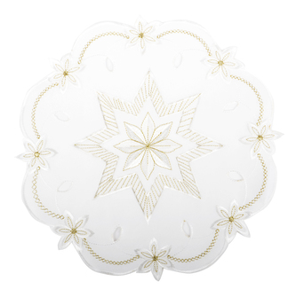 Vánoční dekorační ozdobný ubrousek MAGICAL XMAS vzor F, bílá, O 30 cm