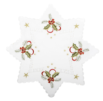 Vánoční dekorační ozdobný ubrousek MAGICAL XMAS vzor H, bílá, O 30 cm