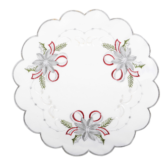 Vánoční dekorační ozdobný ubrousek MAGICAL XMAS vzor J, bílá, O 30 cm