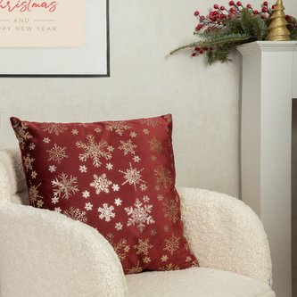 Vánoční polštář s výplní| TANESI | ve zlaté barvě sněhových vloček | 45x45 cm | XM22 827919 Homla