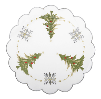 Vánoční dekorační ozdobný ubrousek MAGICAL XMAS vzor E, bílá, O 30 cm