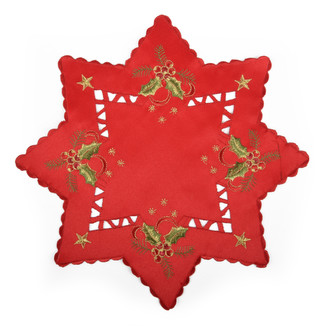 Vánoční dekorační ozdobný ubrousek MAGICAL XMAS vzor D, červená, O 30 cm