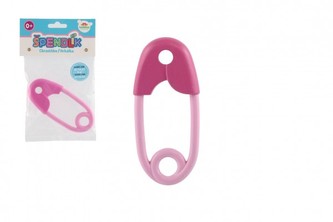 Chrastítko špendlík plast 12cm růžové 0+