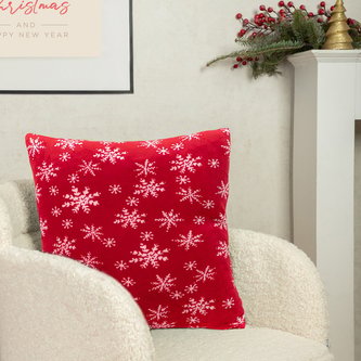 Vánoční polštář s výplní  | SNOFLOCK | sněhové vločky červená | 45x45 cm | XM22 827810 Homla
