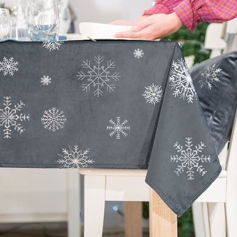 Vánoční ubrus na stůl SNOWFLAKE tmavě šedá/stříbrná 140x220 cm Mybesthome