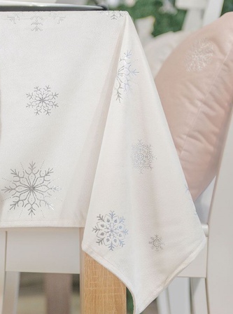 Vánoční ubrus na stůl SNOWFLAKE krémová/stříbrná 140x220 cm Mybesthome