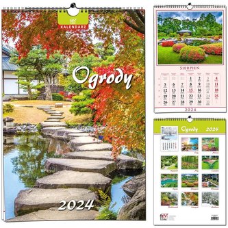 Kalendarz 2024 B3 7 plansz Ogrody