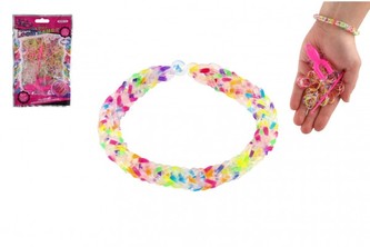 Udělej si svůj náramek - gumičky 200ks duhové + náčiní