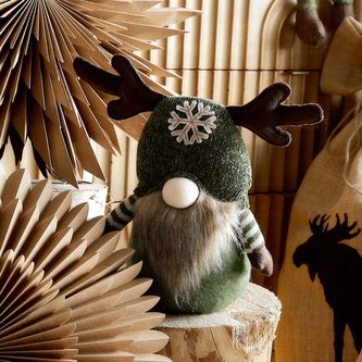 Vánoční skřítek | GRINNIE | zelený s rohy | 35 cm | 861166 Homla