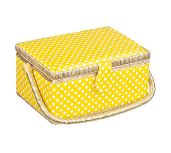 BOX na šití - žlutý puntík - 24x17,5x13 cm