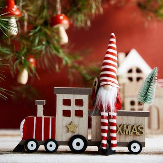 Vánoční skřítek | SISTO | dřevěný skřítek na vláčku | 20x23 cm | 867069 Homla