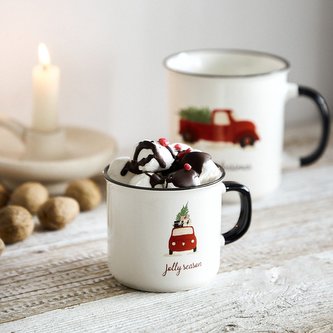 Vánoční hrnek | RINGI | s červeným autem malý | 0,3 l | 873893 Homla