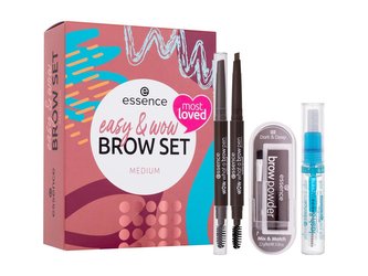 Essence Easy & Wow tužka na obočí What A Brow Pen Waterproof 0,2 g 03 Dark Brown + gelová řasenka na obočí Lash & Brow Gel Mascara 9 ml + pudr na obočí Brow Powder 2,3 g 02 Dark & Deep