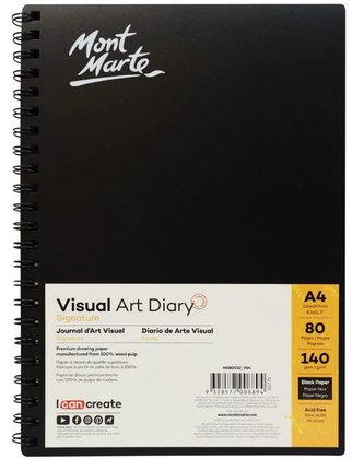 Mont Marte spirálový kreslicí blok černých papírů, 140g/m2, A4, č.0022, 40 listů