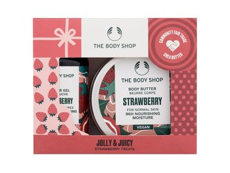 The Body Shop Strawberry sprchový gel Shower Gel Strawberry 60 ml + tělové máslo Body Butter Strawberry 50 ml