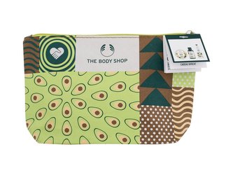 The Body Shop Avocado sprchový krém Shower Cream Avocado 60 ml + tělové máslo Body Butter Avocado 50 ml + balzám na ruce Hand Balm Avocado 30 ml + papírová kosmetická taštička