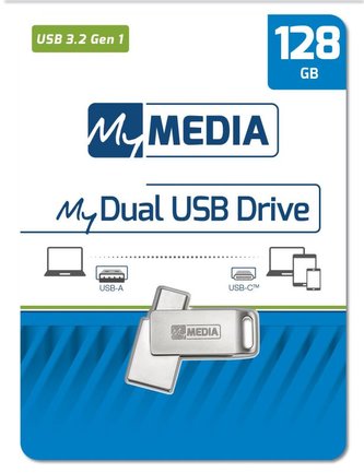 128GB USB Flash 3.2 MyDual stříbrný, USB-C/USB-A, MyMedia