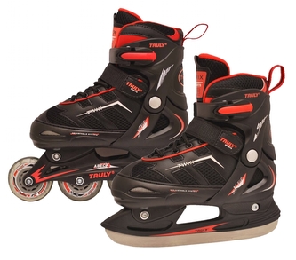 Chlapecké brusle 2v1 TRULY® TWIX BOY, vel. L(38-41), černo-červené