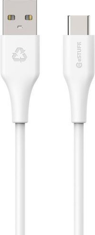 eSTUFF INFINITE Super Soft USB-C to USB-A Cable, 1m, 100% recyklovaný, bílá