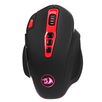 Redragon Myš SHARK, 7200DPI, 2.4 [GHz], optická, 10tl., bezdrátová, černo-červená, 2 ks AA, herní, podsvícená