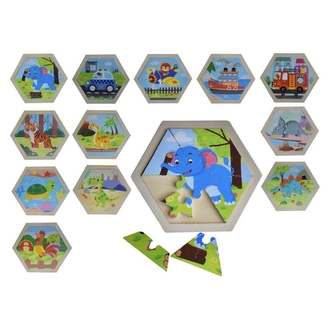 Dřevěné puzzle - šestiúhelník