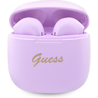 Guess True Wireless Script Logo bezdrátová sluchátka fialová