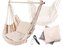 Brazilské závěsné houpací křeslo béžové s třásněmi, kovovou tyčí a polštáři