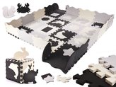Pěnové puzzle na zem se zvířátky - 30 x 30 cm, 36ks, černá/šedá/krémová