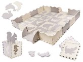 Pěnové puzzle na zem se zvířátky 30 x 30 cm, 36ks, šedá/krémová