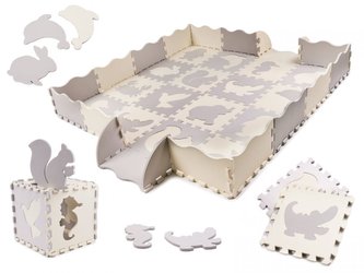 Pěnové puzzle na zem se zvířátky 30 x 30 cm, 36ks, šedá/krémová Pěnové puzzle na zem se zvířátky 30 x 30 cm, 36ks, šedá/krémová