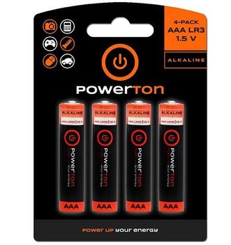 Baterie alkalická, AAA, 1.5V, Powerton, 4-pack