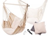 Brazilské závěsné houpací křeslo s Kovovou tyčí a polštáři, béžová