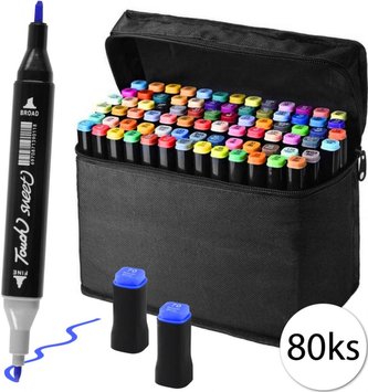 Sada oboustranných fixů v pouzdře 80 ks