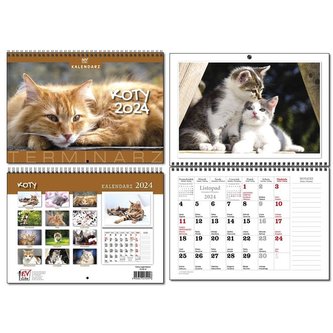 Kalendarz 2024 A4 terminarz 13 plansz Koty