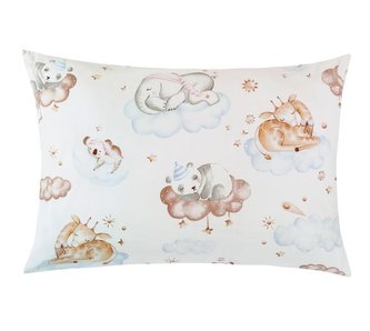 Povláček bavlna - zvířátka na obláčku - povláček 40x60cm na zip ( pouze povlak )