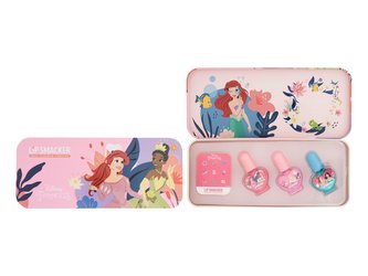 Lip Smacker Disney Princess lak na nehty 3 x 4,25 ml + samolepky + plechová krabička