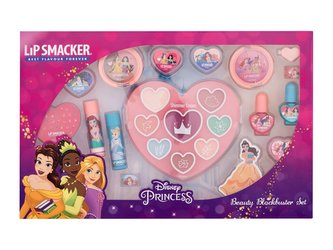 Lip Smacker Disney Princess balzám na rty 2 x 3,4 g + rozjasňující krém 4 x 1,2 g a 4 x 0,9 g + lesk na rty 4 x 2,1 g + lak na nehty 2 x 4,25 ml + paletka tvářenek 0,75 g + paletka tvářenky a rozjasňovače 0,75 g + prsten 2 ks + spona do vlasů + pilník na