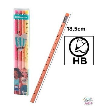 Ołówek z gumką Big Dream Girls 4szt.