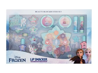 Lip Smacker Disney Frozen balzám na rty 2 x 3,4 g + rozjasňující krém 3 x 0,8 g a 6 x 0,9 g + lesk na rty 4 x 2 g + lak na nehty 2 x 4,25 ml + paletka tvářenek 0,75 g + paletka tvářenky a rozjasňovače 0,75 g + prsten 2 ks + spona do vlasů + samolepky na n