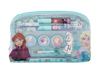 Lip Smacker Disney Frozen lesk na rty 2 x 2 ml + krémový lesk na rty 2 x 1,6 g + rozjasňující krém 3 x 1,6 g + prsten 2 ks + přívěsek + aplikátor + kosmetická taštička