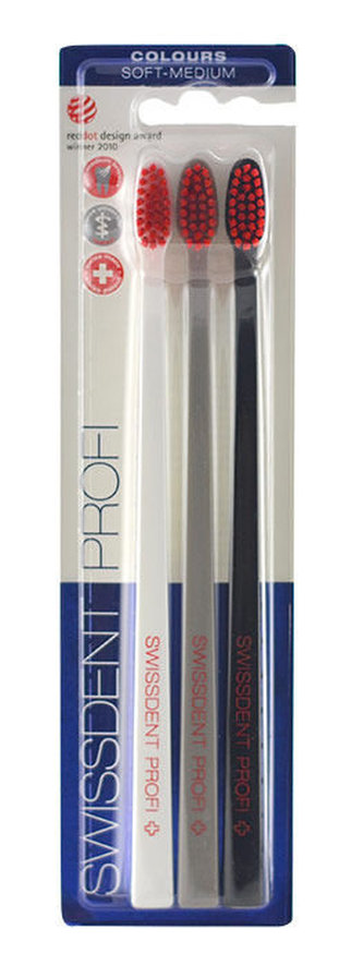 Swissdent Profi Zubní kartáček Colours Trio 3 ks White, Grey, Black unisex