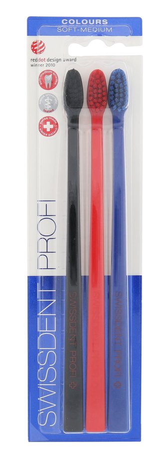 Swissdent Profi Zubní kartáček Colours Trio 3 ks Black, Red, Blue unisex