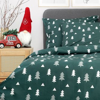 Vánoční mikrovláknové povlečení | PEMA | zelené s vánočními stromky | 200x220 cm | 986134 Homla