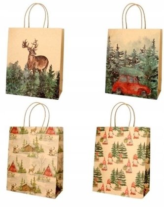 Torba prezentowa 26x32x12cm papier brown craft mix