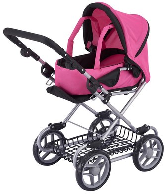Dětský kočárek hluboký - růžovo/černý